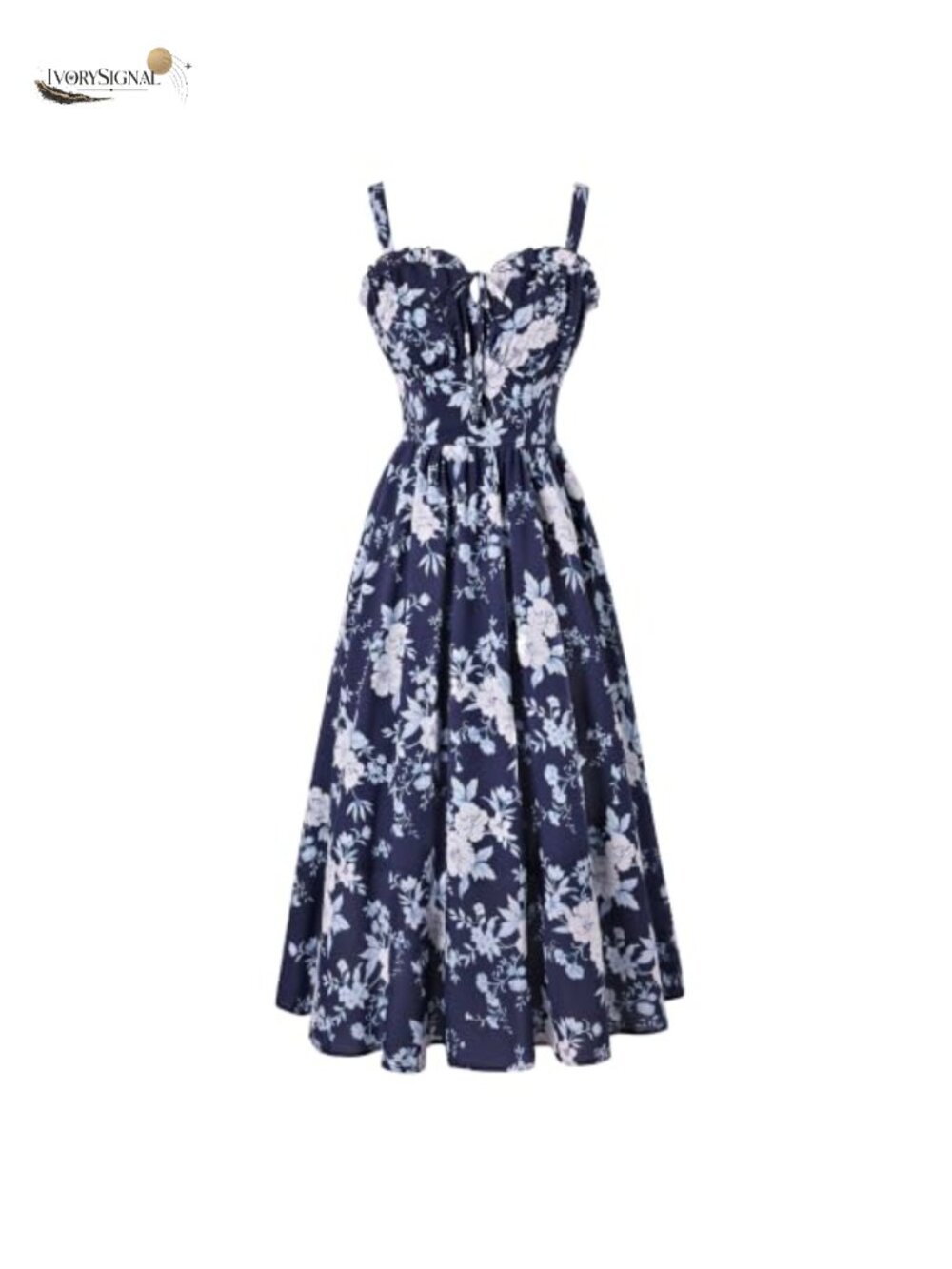 Floral Corset Maxi Dress Adjustable Straps Square Neck A-Line Summer